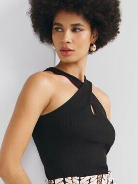 WHBM FORME Rib Halter Top Medium